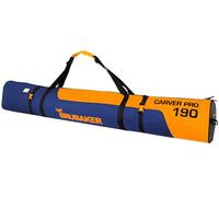 BRUBAKER Carver Pro Ski Bag for 1 Pair of Skis and Poles, Padded, Tear-Resistant and Robust, Ski Cover with Two-Way Zip, Blue/Orange