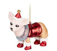 BRUBAKER Chihuahua in Santa Costume - Hand-Painted Glass Christmas Bauble - Mouth-Blown Christmas Tree Decoration Figures Funny Decoration Pendant Tree Ball - 3.7 Inches (9.3 cm)