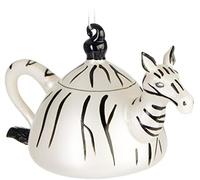 BRUBAKER Christmas Bauble - Hand Painted Blown Glass Christmas Tree Decoration Figurines Crazy Deco Pendant - Tree Ball - Zebra Teapot