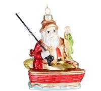 BRUBAKER Christmas Bauble - Hand Painted Blown Glass Christmas Tree Decoration Figurines Crazy Deco Pendant - Tree Ball - Angler Father Christmas
