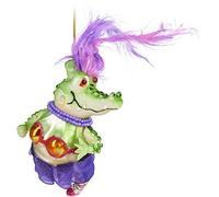 BRUBAKER Christmas Bauble - Hand Painted Blown Glass Christmas Tree Decoration Figurines Crazy Deco Pendant - Tree Ball - Crocodile Lady