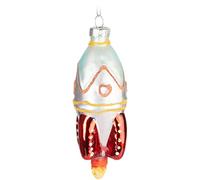 BRUBAKER Christmas Bauble - Hand Painted Blown Glass Christmas Tree Decoration Figurines Crazy Deco Pendant - Tree Ball - Rocket