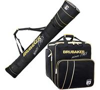 BRUBAKER Combo Grenoble - Ski Boot Bag and Padded Ski Bag up to 66 7/8 Inches - Black/Golden