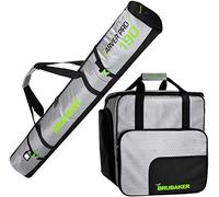 BRUBAKER Combo Set CarverTec Pro - Ski Bag and Ski Boot Bag for 1 Pair of Skis + Poles + Boots + Helmet - Silver Green - 74 3/4 Inches / 190 Cm