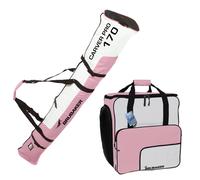 BRUBAKER Combo Ski Bag + Boot Bag Light Pink / White 170 cm Length