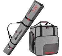 BRUBAKER Combo 'Super Performance' Ski Boot Bag and 'Carver Performance' Padded Ski Bag up to 170 cm / 66 7/8" Black/Grey