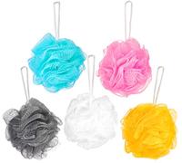 BRUBAKER Cosmetics - Premium Bath & Shower Sponge - Exfoliating Body Pouf - with String for Hanging - 5 Pack - Mixed Colours