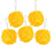 BRUBAKER Cosmetics - Premium Bath & Shower Sponge - Exfoliating Body Pouf - with String for Hanging - 5 Pack - Yellow