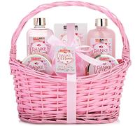 BRUBAKER Cosmetics - Thank you Mum - Spa Gift Box - Unique Bath and Shower Set for Moms - Roses and Vanilla - in Vintage Basket - 7 Pcs