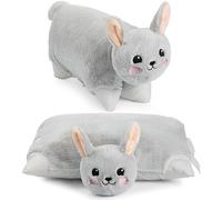 BRUBAKER Cuddly Toy Pillow Bunny - 2 in 1 Plush Toy and Cuddly Pillow - 15.7 x 11.8 inches (40 x 30 cm) Cuddly Bunny - Foldable Children's Plush Pillow - Stuffed Animal Pillow - Grey