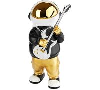 BRUBAKER Decorative Figure Astronaut Guitarist with Electric Guitar - 9.5 inches (24 cm) Spaceman Space Figure with Black Hoodie and Chromed Helmet - Hand Painted - Gold, Black and White