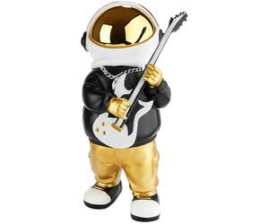 BRUBAKER Decorative Figure Astronaut Guitarist with Electric Guitar - 9.5 inches (24 cm) Spaceman Space Figure with Black Hoodie and Chromed Helmet - Hand Painted - Gold, Black and White
