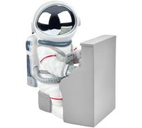 BRUBAKER Decorative Figure Astronaut Piano Player - 6.3 inches (16 cm) Spaceman Space Figure with Piano and Chrome Plated Helmet - Hand Painted Modern Statue for Musicians - Silver and White
