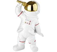 BRUBAKER Decorative Figure Astronaut Singer - 7.9 inches (20 cm) Spaceman Space Figure with Microphone and Chrome Plated Helmet - Hand Painted Modern Space Statue for Musicians - Gold and White