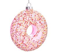 BRUBAKER Donut with Sprinkles Pink - Handpainted Glass Christmas Bauble - Mouthblown Christmas Tree Decoration Figures Funny Decoration Pendant Tree Ball - 4 inches (10 cm)
