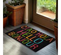 BRUBAKER Doormat for Outdoor and Indoor Use - Ciao Hola Hello Bonjour - 17.7 x 29.5 inches (45 x 75 cm) Dirt-Trapping Mat Made of 100% Coir - Weatherproof Anti-Slip for Front Door - Black Colourful