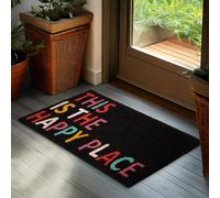 BRUBAKER Doormat for Outdoor and Indoor Use - This is My Happy Place - 17.7 x 29.5 inches (45 x 75 cm) Dirt-Trapping Mat Made of 100% Coir - Weatherproof Anti-Slip for Front Door - Black Colourful