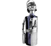 BRUBAKER Firefighter Wine Bottle Holder Stand Rack Home Kitchen Table Art Decoration with Gift Card