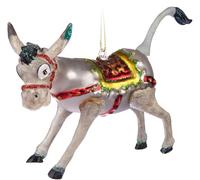 BRUBAKER Funny Donkey - Glass Christmas Bauble - Hand-Painted and Mouth-Blown - Animal with Festive Accessories - Christmas Tree Ball Pendant - Decoration Bauble