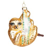 BRUBAKER Golden Sloth - Hand-Painted Glass Christmas Bauble - Mouth-Blown Christmas Tree Decoration Figures Funny Decoration Pendant Tree Ball - 4.3 Inches (10.8 cm)