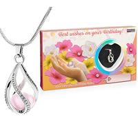 BRUBAKER "Happy Birthday Wishing Pearl for Birthday - Necklace with Silver Pendant + Shell with Real Pearl as Gift Set for Friends and Family