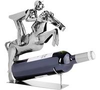 BRUBAKER Jumping Horse w Rider Wine Bottle Holder Stand Rack Home Kitchen Table Art Decoration with Gift Card