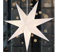 BRUBAKER LED Christmas Star - 23.6 Inches (60 Cm) Paper Star with 7 Tips - 3D Advent Star - Battery Powered, Hanging and Illuminated - Window Deco Light