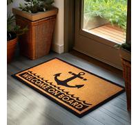 BRUBAKER Maritime Doormat for Outdoor and Indoor Use - Welcome on Board - 17.7 x 29.5 inches (45 x 75 cm) Dirt-Trapping Mat Made of 100% Coir with Anchor - Weatherproof Anti-Slip Mat for Front Door