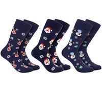 BRUBAKER Men Christmas Socks - Snowman/Reindeer/Father Christmas UK7.5-10.5 | Colourful Cotton Novelty Socks for Men - Perfect Christmas Season Gift or Stocking Filler for Dad, Husband or Grandad