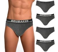 BRUBAKER Men's Briefs 4-Pack - Men's Comfort Underpants with Elastic Waistband - Stretch Unicoloured Underwear Made of Cotton and Elastane (Lycra®) - Anthracite Size L