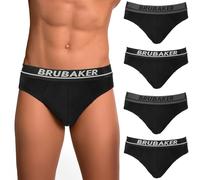 BRUBAKER Men's Briefs 4-Pack - Men's Comfort Underpants with Elastic Waistband - Stretch Unicoloured Underwear Made of Cotton and Elastane (Lycra®) - Black Size M