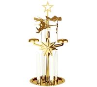 BRUBAKER Metal Chimes - Carousel Candle Holder with Angels incl. 4 Candles - Rotating Table Pyramid - Candle Holder Pyramid for Christmas - Christmas Pyramid Gold