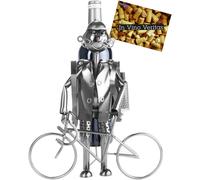 BRUBAKER Metal Wine Bottle Holder Cyclist with Wine Backpack Bicycle + Gift Card