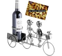 BRUBAKER Metal Wine Bottle Holder Tandem Bicycle for 2 Rack Table Top Gift Card