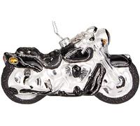 BRUBAKER Motorbike Black Silver - Hand-Painted Glass Christmas Bauble - Mouth-Blown Christmas Tree Decoration Figures Funny Decoration Pendant Tree Ball - 5.0 Inches (12.8 cm)