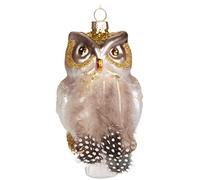 BRUBAKER Owl - Hand-Painted Glass Christmas Bauble - Mouth-Blown Christmas Tree Decoration Figures Funny Decoration Pendant Tree Ball - 5.1 Inches (13 cm)