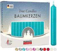 BRUBAKER Pack of 100 Wax Christmas Tree Candles - Turquoise