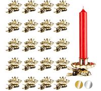 BRUBAKER Pack of 20 Tree Candle Holders for Christmas Tree - Vintage Candle Holders Gold - Traditional Candlewickers with Clip