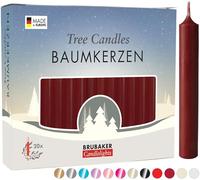 BRUBAKER Pack of 20 Wax Christmas Tree Candles - Dark Red