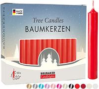 BRUBAKER Pack of 20 Wax Christmas Tree Candles - Red