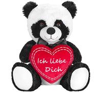 BRUBAKER Panda Plush Bear with Heart Red - Ich liebe dich German - 9.8 Inches (25 cm) - Panda Bear Soft Toy - Teddy Bear Plush Teddy Cuddly Toy - Soft Toy Black White