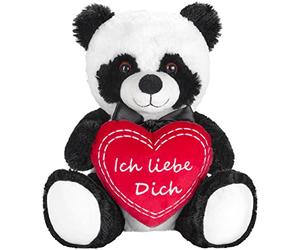 BRUBAKER Panda Plush Bear with Heart Red - Ich liebe dich German - 9.8 Inches (25 cm) - Panda Bear Soft Toy - Teddy Bear Plush Teddy Cuddly Toy - Soft Toy Black White