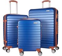 BRUBAKER Paris Suitcase Set - 3-Piece Travel Case Set with Hand Luggage - Hard-Shell Baggage with Combination Lock, 4 Wheels and Comfortable Carrying Handles - ABS Trolleys (M, L, XL - Blue Brown)