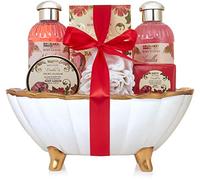 BRUBAKER Peony Vanille Love Bath Set with Shell-Shaped Ceramic Tub (7 Pcs.)