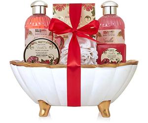 BRUBAKER Peony Vanille Love Bath Set with Shell-Shaped Ceramic Tub (7 Pcs.)