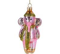 BRUBAKER Pink Elephant with Cap and Scarf - Handpainted Glass Christmas Bauble - Mouthblown Christmas Tree Decoration Figures Funny Decoration Pendant Tree Ball - 5.1 inches (13 cm)