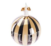 BRUBAKER Premium Christmas Bauble Believe Gold Black - 3.9 inches (10 cm) Glass Tree Bauble with Porcelain Angel Figure - Hand Painted Christmas Tree Bauble - Christmas Tree Decoration