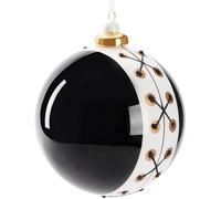 BRUBAKER Premium Christmas Bauble Dinner Jacket Black and White - 3.9 inches (10 cm) Glass Tree Bauble with Porcelain Lace Gold - Modern Christmas Tree Bauble Suit with Glitter - Christmas Tree Ball