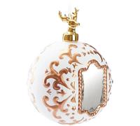 BRUBAKER Premium Christmas Bauble - Royal Deer - 3.9 inches (10 cm) White Tree Bauble with Mirror, Gold Pattern and Deer Figure Made of Porcelain - Hand Painted - Glass Christmas Tree Decoration