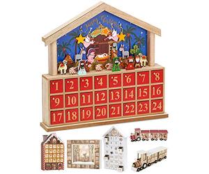 BRUBAKER Reusable Wooden Advent Calendar to Fill - Bethlehem with 24 Doors - DIY Christmas Calendar 13.58 x 12.60 x 2.36 inches